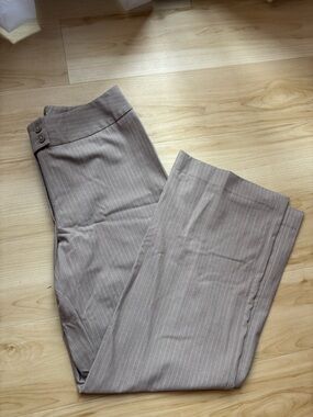 Vintage Low Waisted Taupe Pinstripe Dress Pants